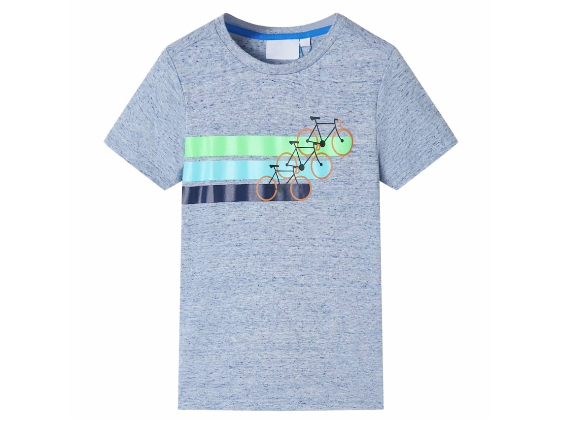 T-shirt De Manga Curta Para Criança Azul-mesclado 140