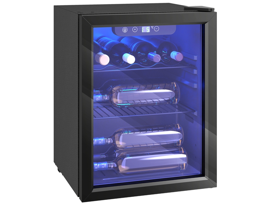 Cave de Vinho 16 Garrafas, 48l, preto, temperatura ajustável, porta reversível | S/MARCA