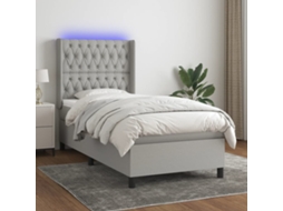 Vidaxl Cama Box Spring C/ Colchão E Led 100x200 Cm Tecido Cinza-claro