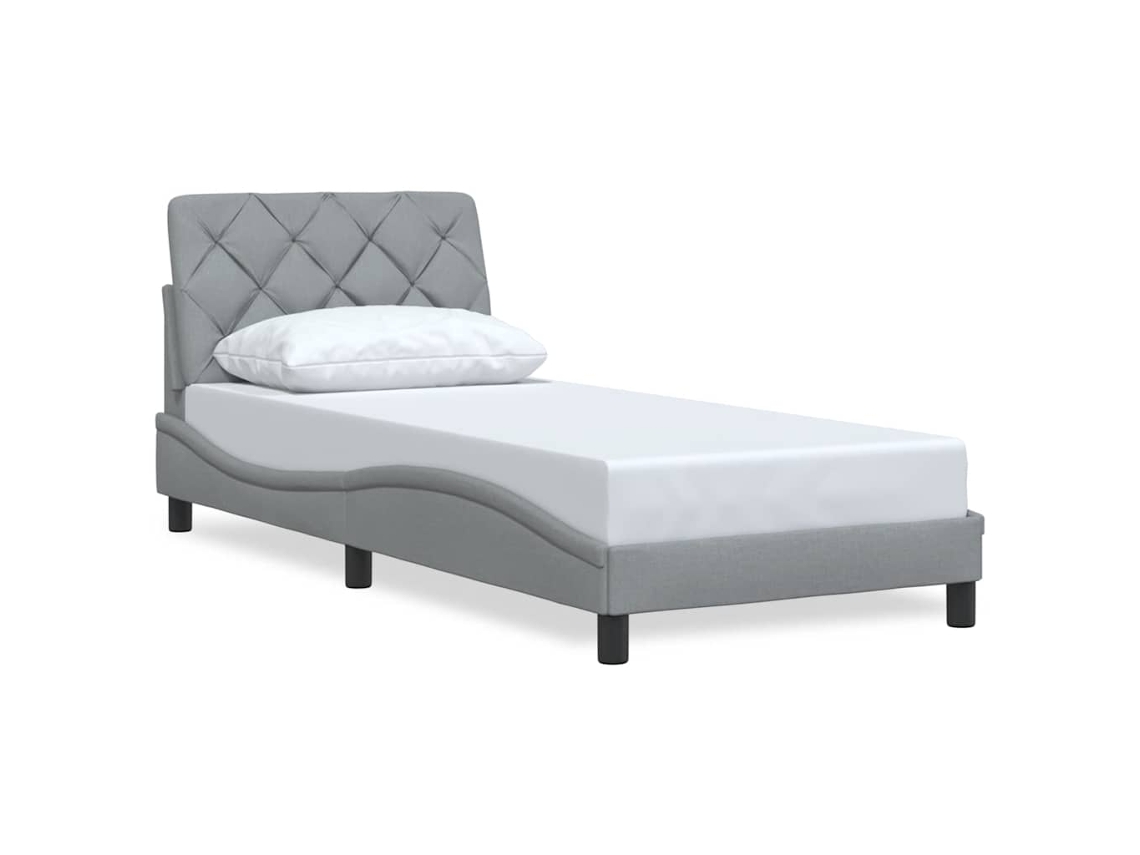 Estrutura de Cama Sem Colchão 90x200cm Tecido Cinzento Claro MAISON EXCLUSIVE