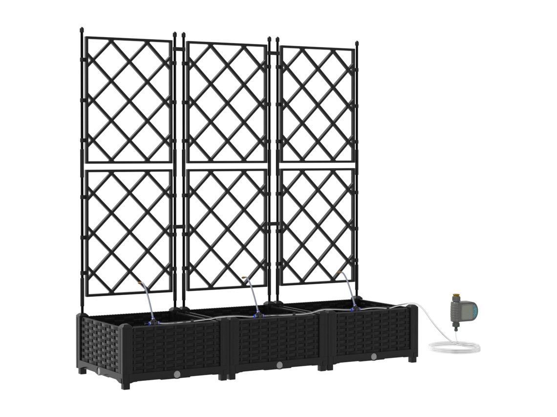 Conjunto 3 Vaso De Jardim Vidaxl Preto Polipropileno (120 X 40 X 126 Cm)