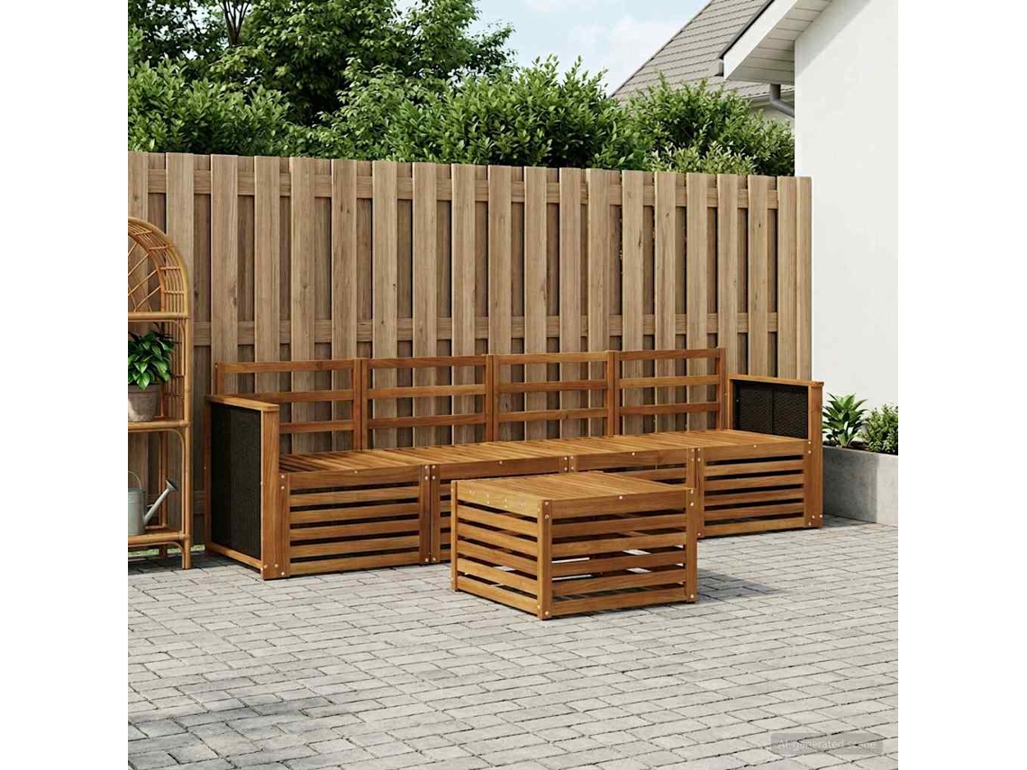 Vidaxl Conjunto De Sofás Para Exterior 5 Unid. Natural