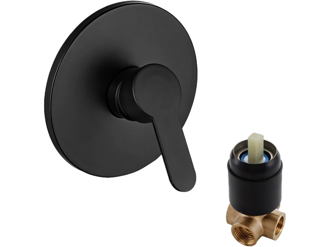 Puxador De Chuveiro Preto Fosco, Válvula De Latão Embutida Para Montagem Na Parede, Botão Redondo, Design Que Economiza