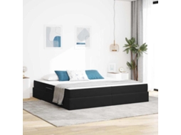 Vidaxl Cama Com Arrumação E Colchão Preto 200 X 200 Cm Veludo