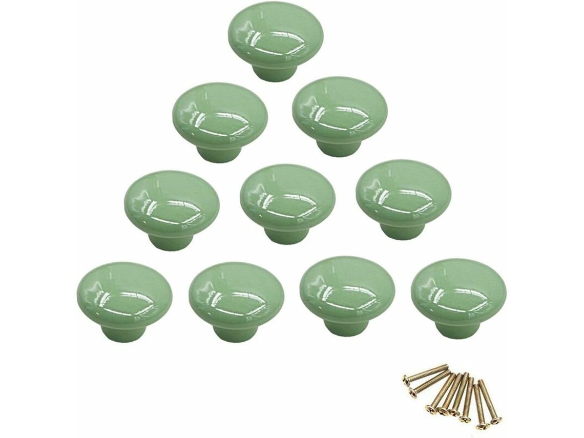 Conjunto de 10 Puxadores Redondos Coloridos Cerâmica para Armários, Gavetas, Cômodas e Portas, com um Furo BRILVIBERA