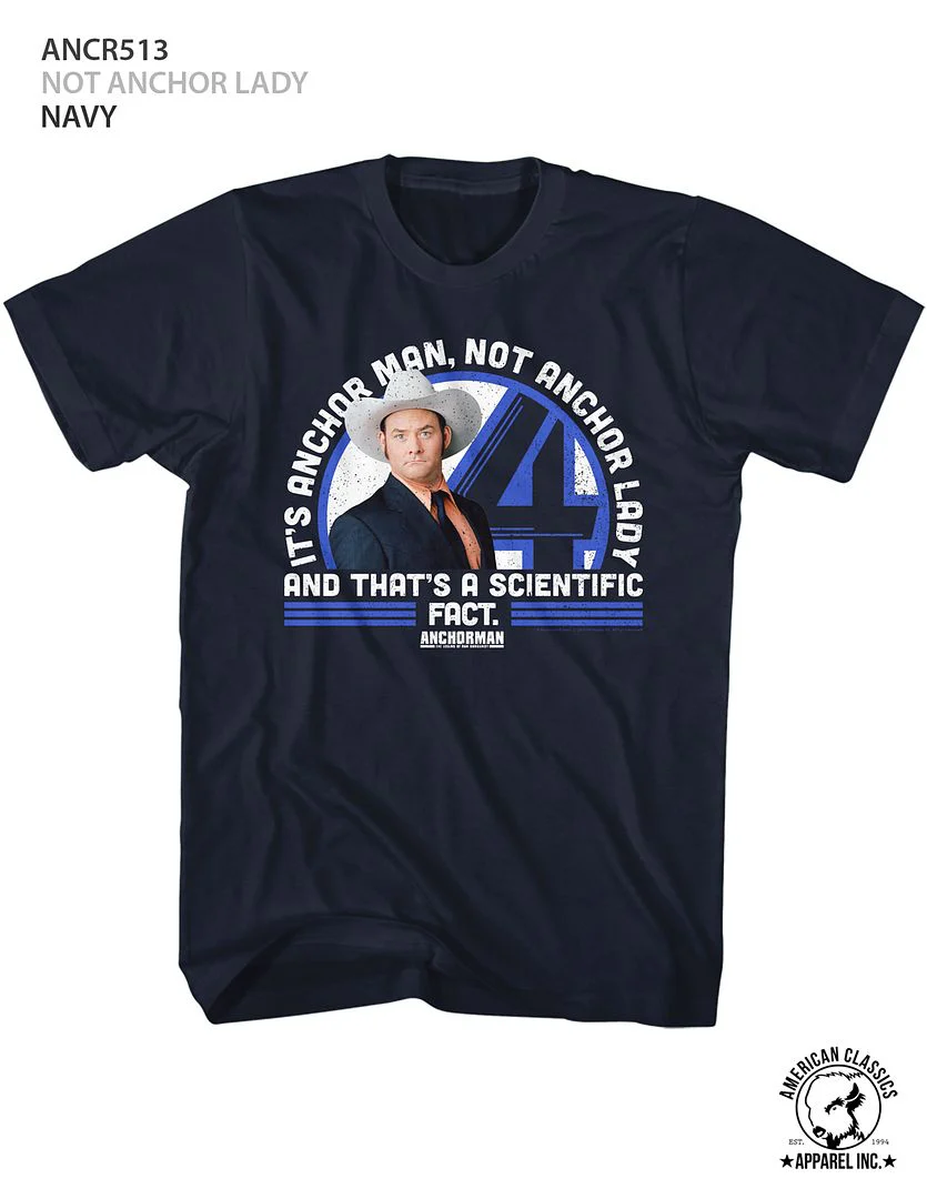 Unisex Adult T-shirt Rockinstone Anchorman Movie Not Anchor Lady Navy Sizexxxl