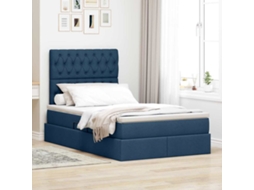 Vidaxl Cama Com Arrumação E Colchão Azul 120 X 200 Cm Tecido