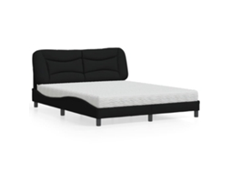 Cama Com Colchão 160x200 Cm Tecido Preto