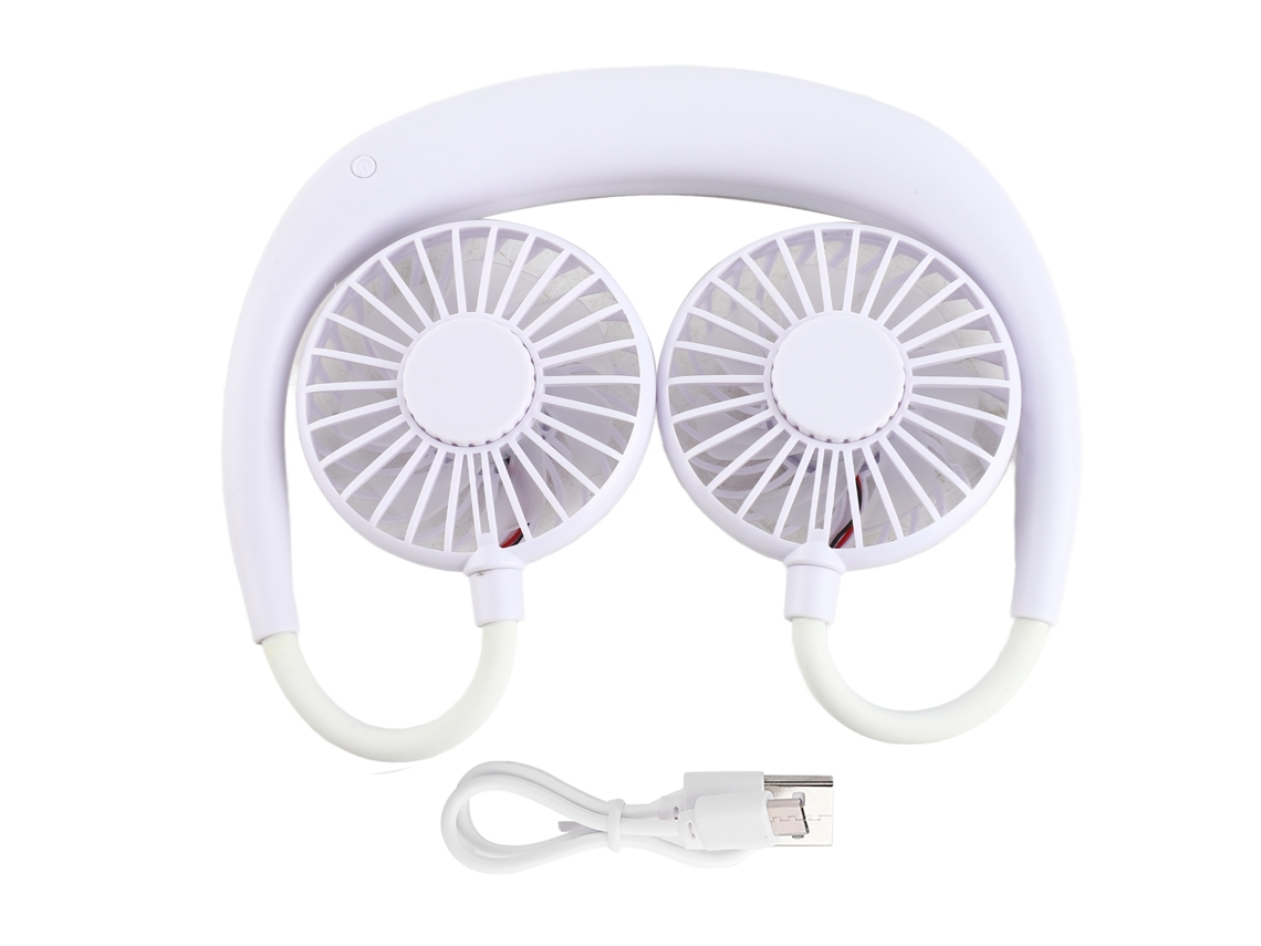 Ventilador De Pescoço Plegável, 3 Velocidades, Portátil Usb, Recarregável, Duas Cabeças.