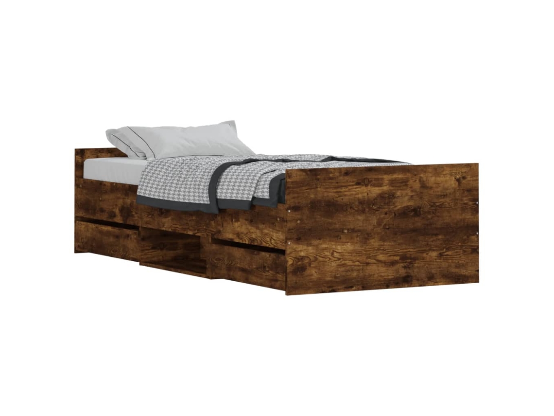 Bed Frame, Bed Frames Vidaxl Marrom Madeira Processada (100 X 200 Cm)