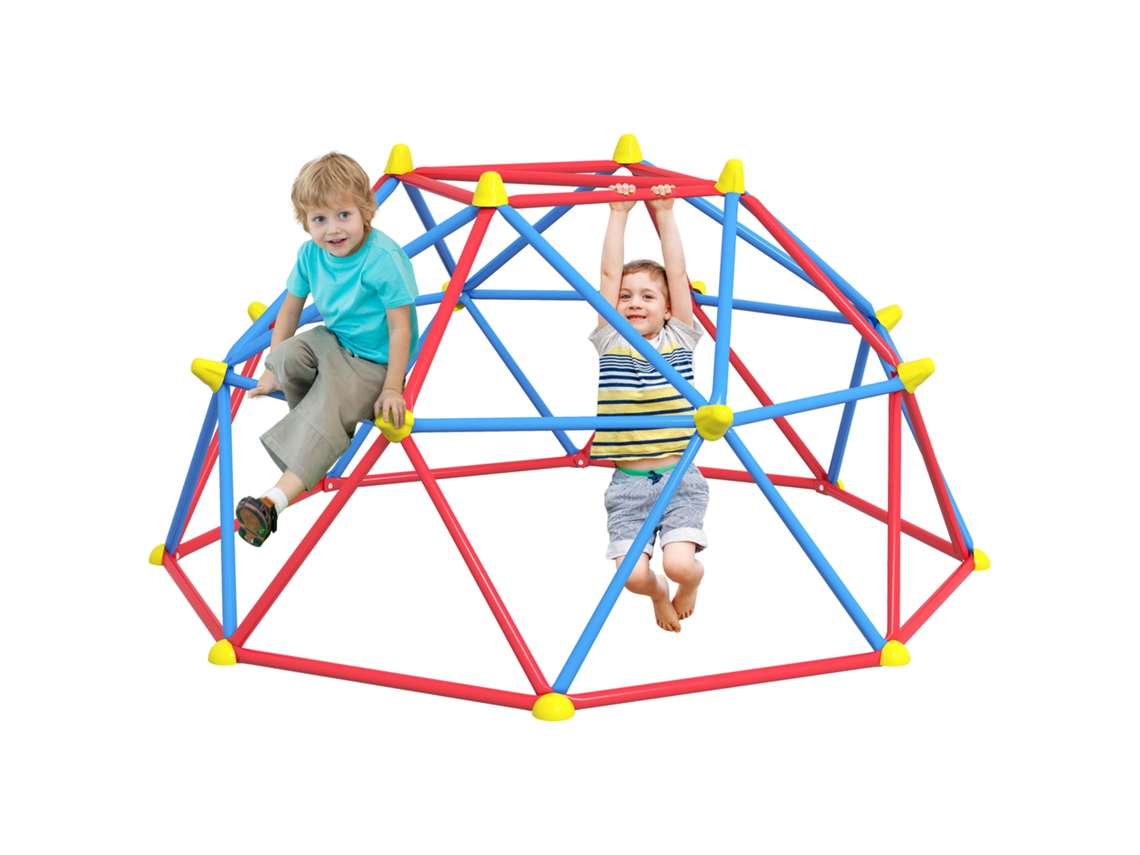 Cúpula De Escalada, Conjunto De Cúpula Geométrica Para 3-8 Anos Com Estrutura Metálica, Carga 180 Kg, Ø183x90 Cm, Vermelho E Azul