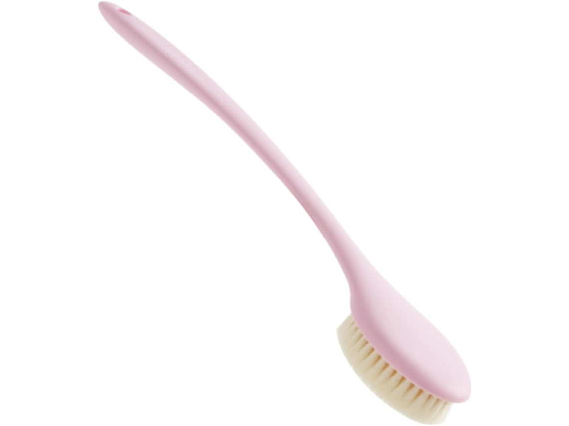 Ferramenta De Esfoliação Corporal Com Cabo Longo E Cerdas Rosadas Para Massagem Nas Costas, Banho E Ducha