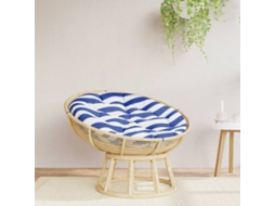 Vidaxl Almofadão Redondo Ø 100 X11 Cm Tecido Oxford Riscas Azul/branco