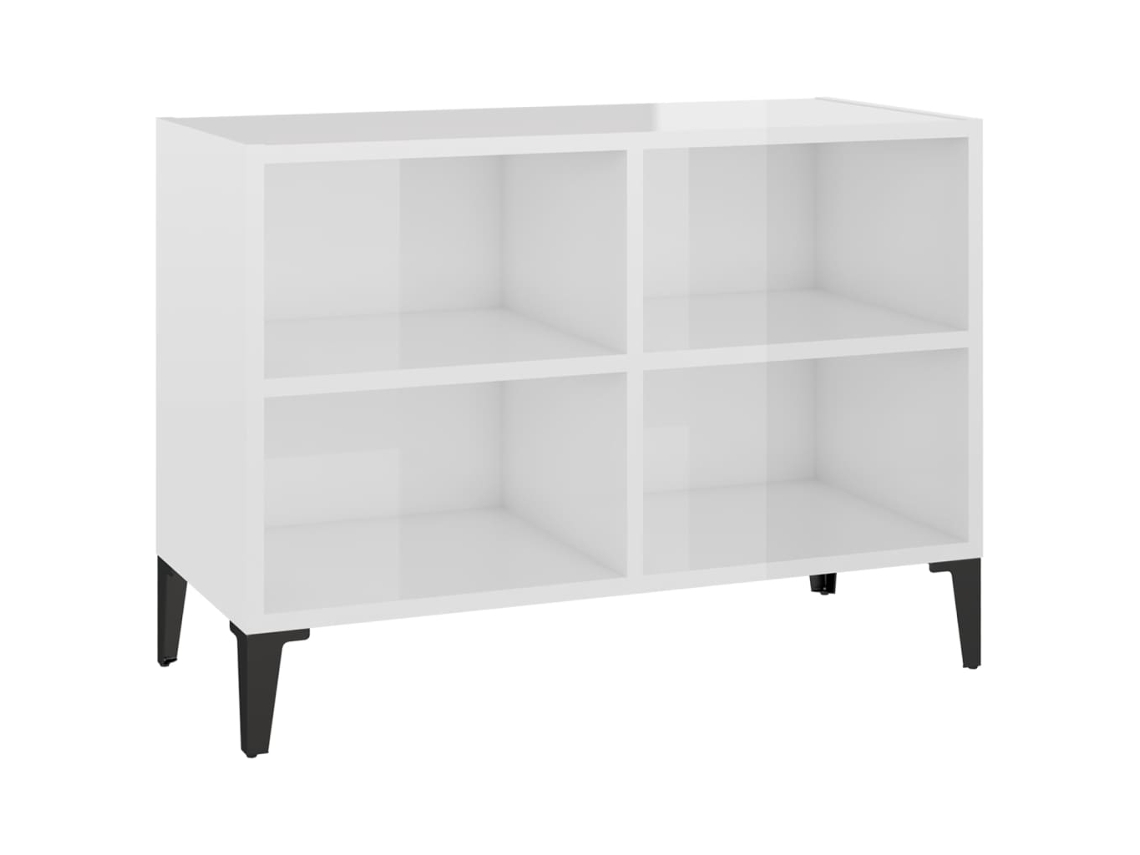 Móvel para TV com pés de metal 69,5x30x50 cm Branco Brilhante MAISON EXCLUSIVE