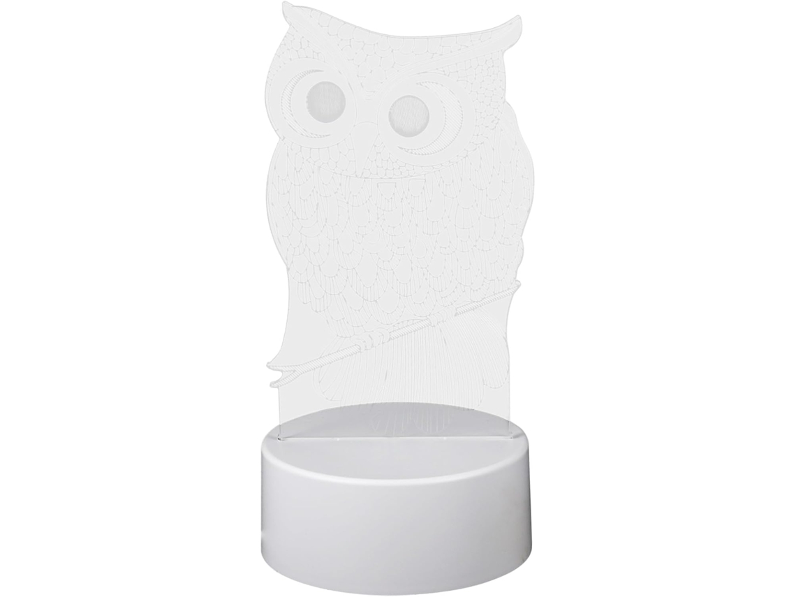 Luminária Noturna 3d Em Formato De Coruja, Led Branco Acrílico,