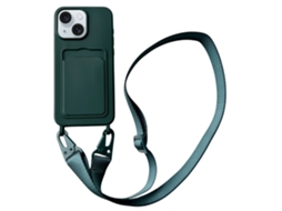 Correia Casa Para Iphone 15 Plus Silicone Com Porta-cartões Verde