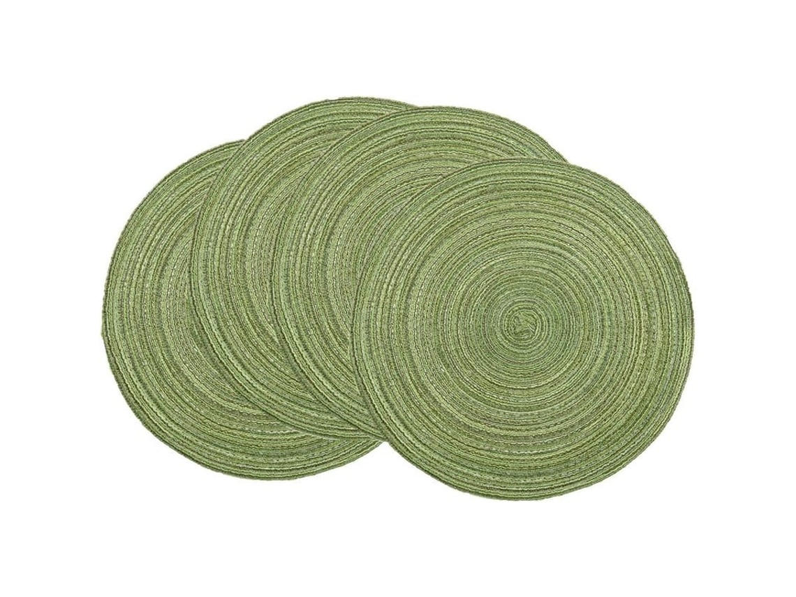 Conjunto De 4 Manteles Redondos De Algodão Trançado De 15 Polegadas Para Mesa De Cozinha Festa Verde Ervilha