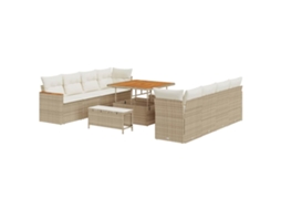 Conjunto 11 Sofá De Jardim Vidaxl Bege Vime Pe (100 X 100 X 71 Cm)