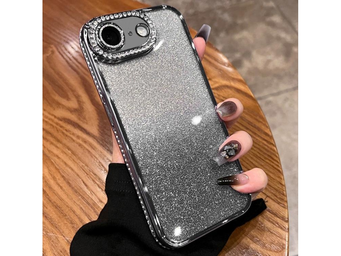 Capa De Tpu Para Iphone 16e - Glitter Degradê De Diamante