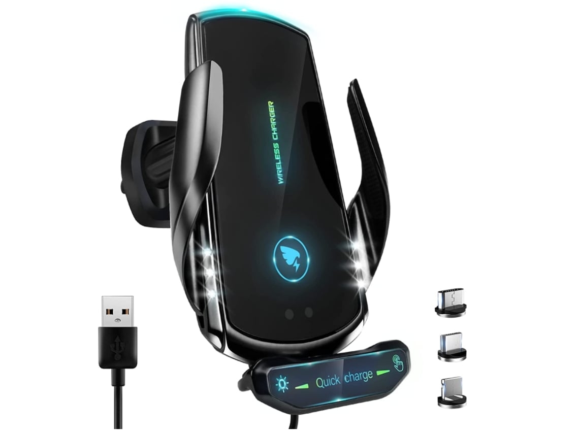 Carregador Carro Sem Novo Atualizado Todos Smartphones Carregamento YIZHOOD Preto