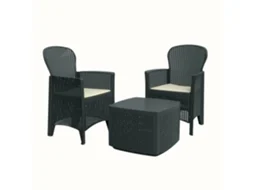 Conjunto de Jardim Tree Antracite IPAE PROGARDEN (2 Cadeirões + 1 Mesa de Apoio + 2 Almofadas) 