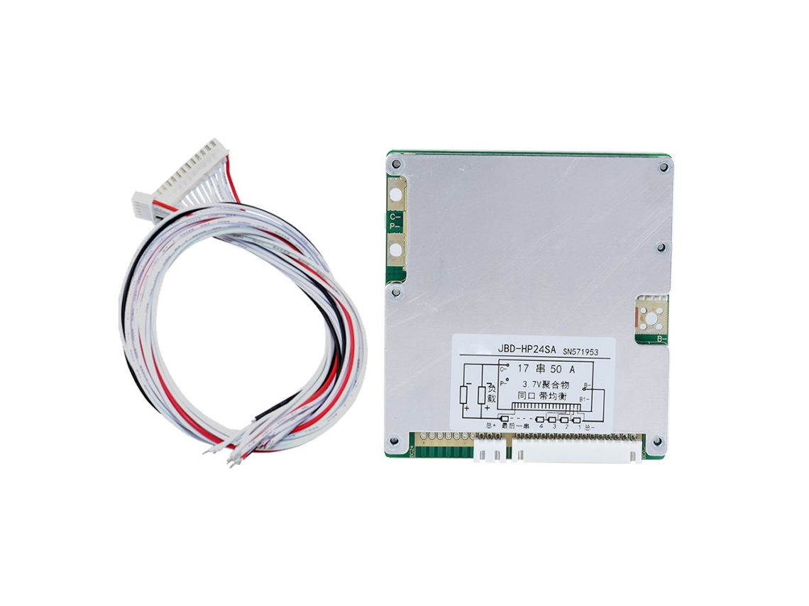 Placa De Proteção E Balanceamento De Bateria De Lítio Li-ion 17 Células 50a 3.7v Porta Único