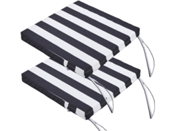 Almofadas Para Área Externa Em Preto E Branco, 2 Almofadas Para Cadeiras De Jardim, Impermeáveis E Resistentes Ao