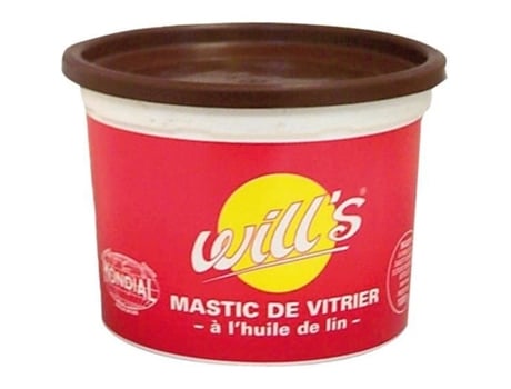 Massa de vidraceiro Wills Mahogany 500g, óleo de linhaça, para fixação de vidro em madeira e metal