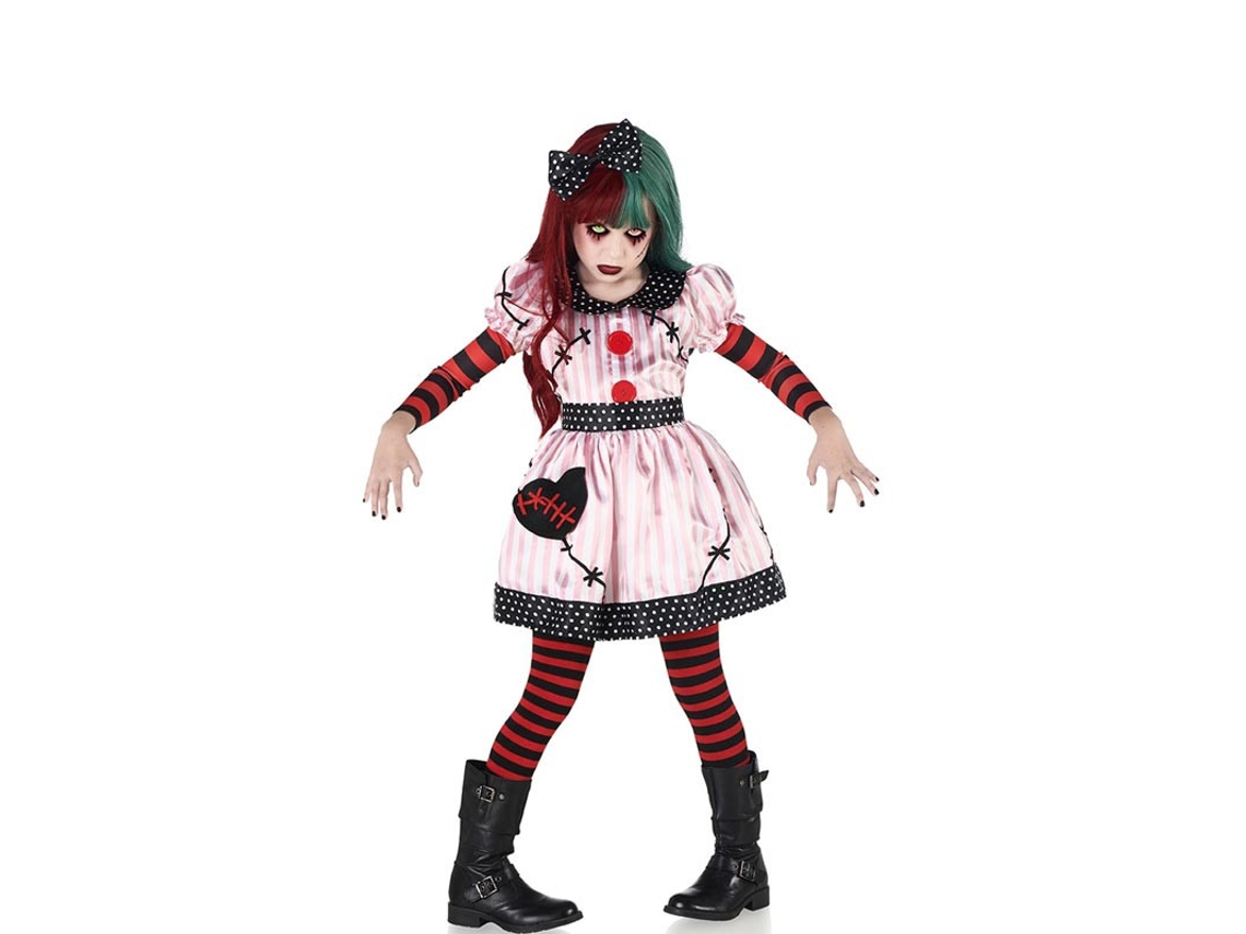 Fantasia de boneca de pano sinistra para menina