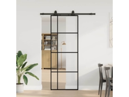 Vidaxl Porta Deslizante C/ Conj. Ferragens 76x205cm Vidro Esg Preto