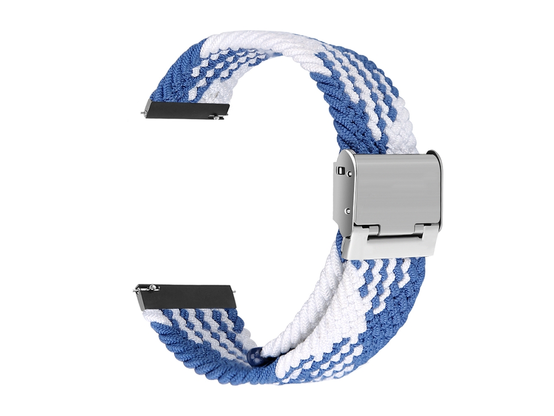 Bracelete Pulseira Entrançada Flexível para Samsung Galaxy Watch 3 4G 41Mm Azul e Branco