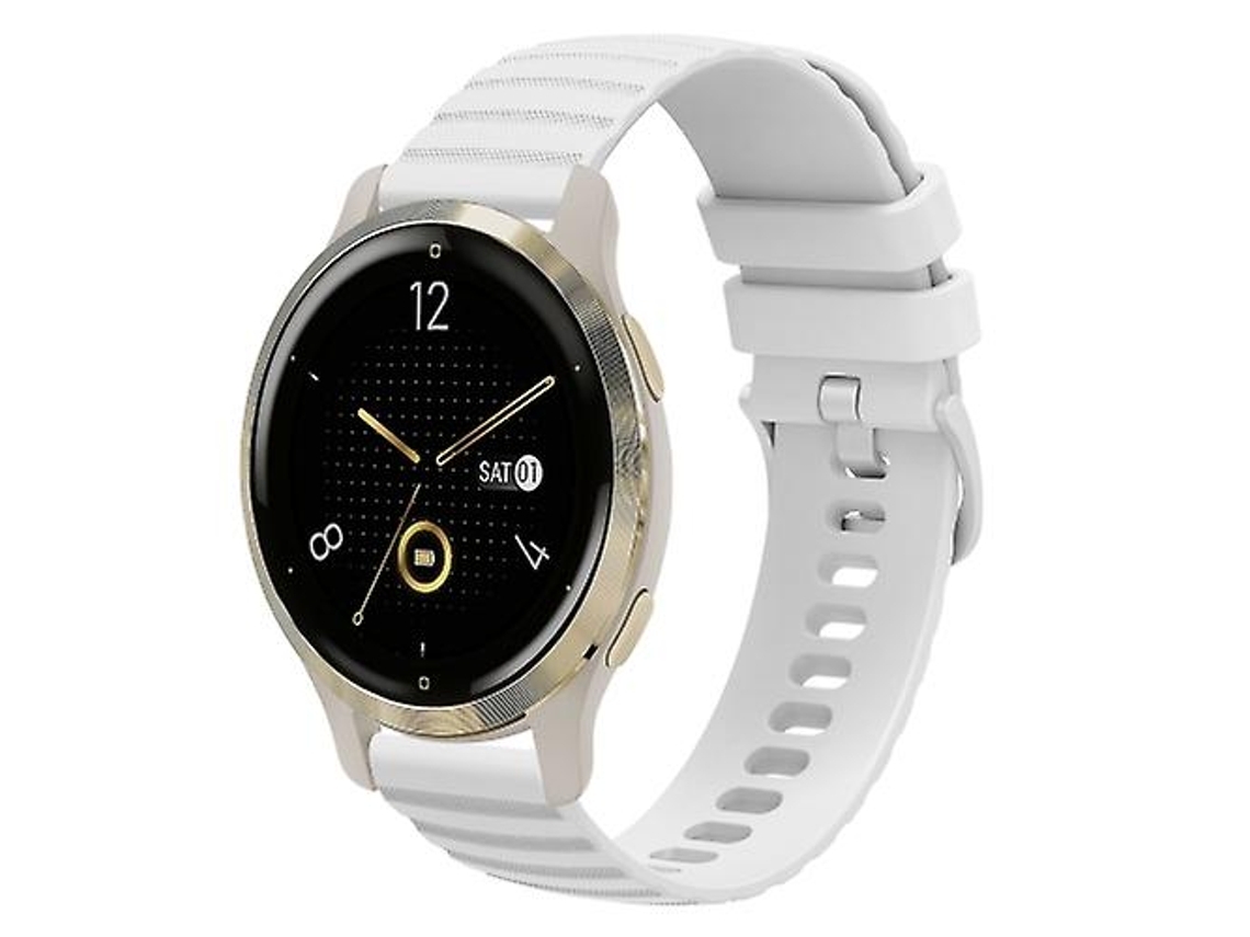 Lurelia Pulseira De Relógio Garmin Venu 2s 18 Mm Silicone Com Pontos Ondulados, Cor Sólida, Branco