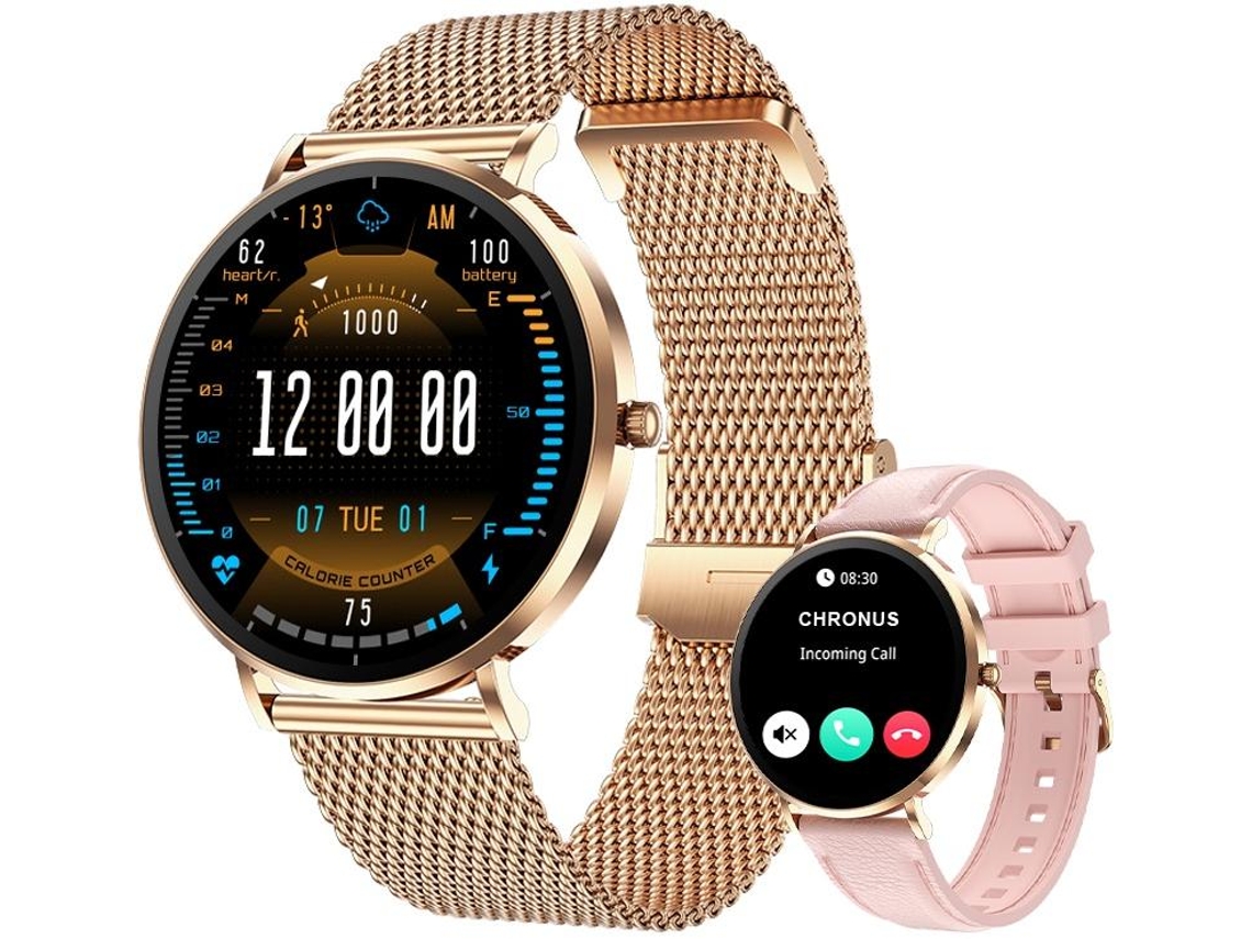 Smartwatch T8Pro 1.32" Amoled Ultrafino Com Chamada Bluetooth e Monitor de Saúde Ouro Rosa