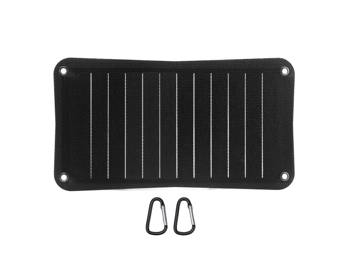 Carregador solar portátil ETFE USB 5V para uso externo, ideal para esportes e viagens.