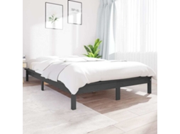 Vidaxl Estrutura De Cama 200x200 Cm Madeira De Pinho Maciça Cinzento