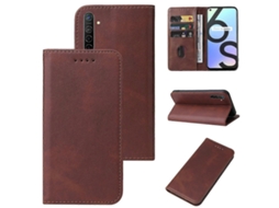 Capa De Couro Com Fecho Magnético Para Realme 6s