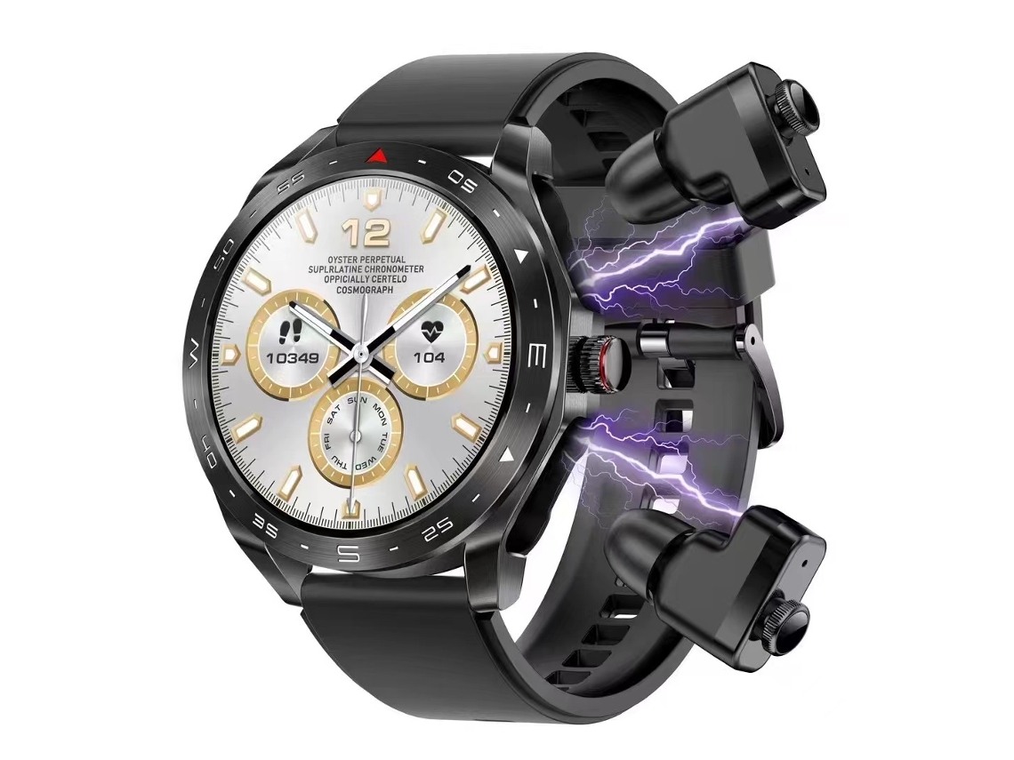 (preto) Smartwatch 2 Em 1 Com Bluetooth E Fones De Ouvido
