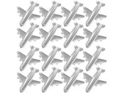 Cortiça Tachinhas em Formato Avião, em Metal Prateado, 12 Unidades, Multiuso para Fixação de Fotos e Decorações em Escola