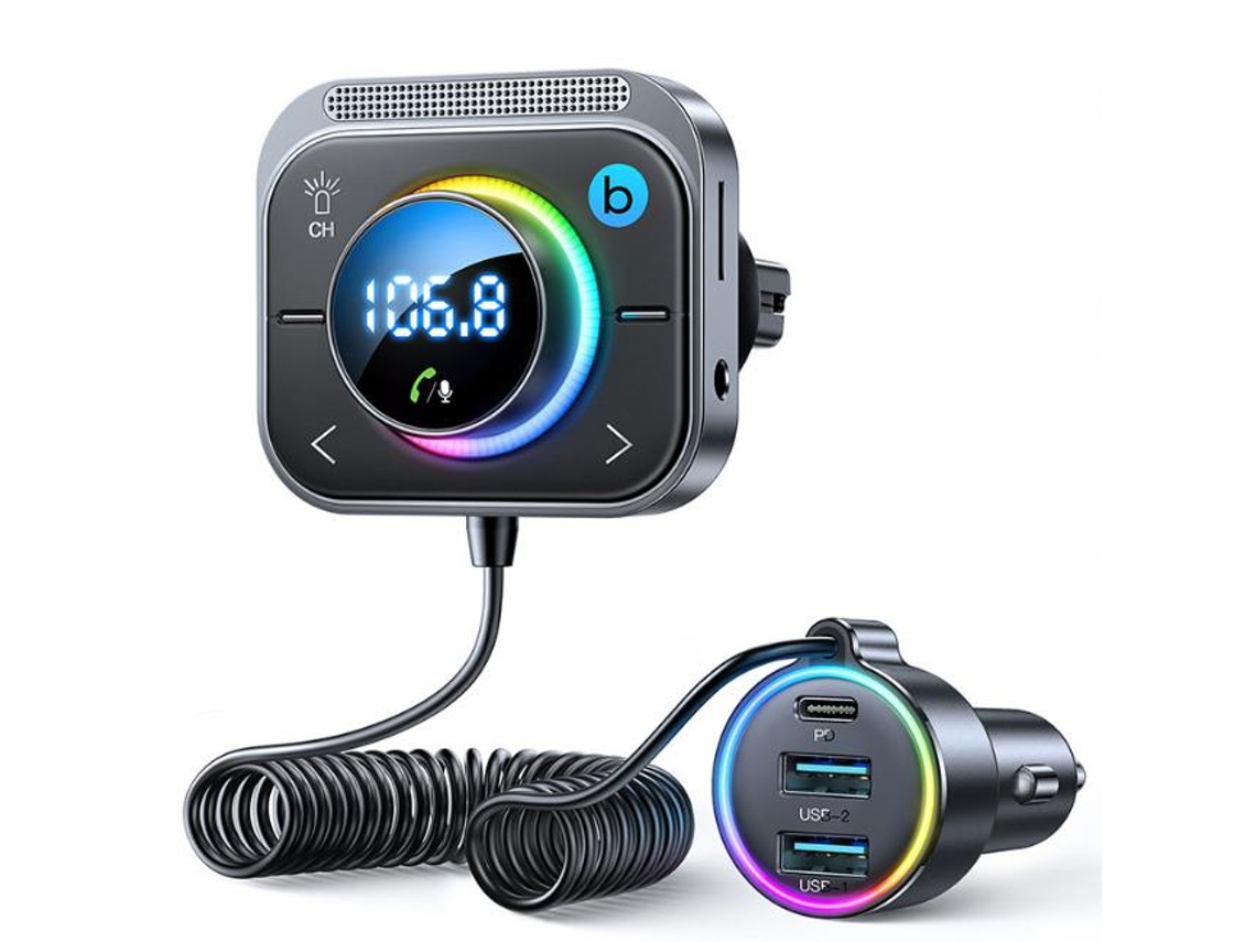 Transmissor Fm Bluetooth Yizhood Cl18 3x Usb 3.0 V5.3 Preto
