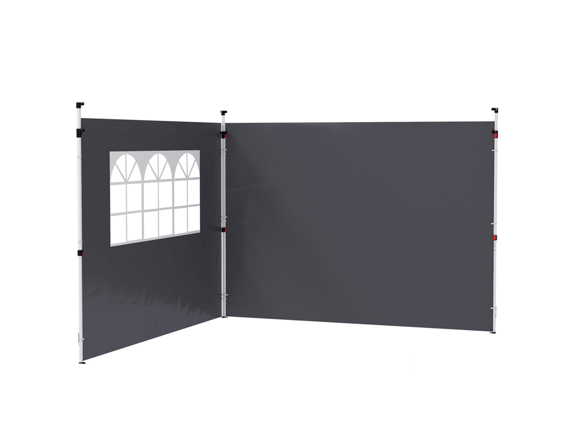 Paredes Laterais Para Tenda De 295x200 Cm 2 Painéis De Tecido Oxford De 300x200 Com Janela Para Festas Cinzento Escuro