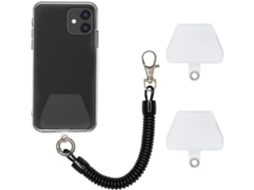 Alça De Segurança Para Celular / Alça Espiral Com Mosquetão Preta
