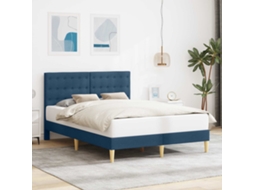 Vidaxl Estrutura da Cama com Cabeceira Azul 120 X 190 Cm Tecido