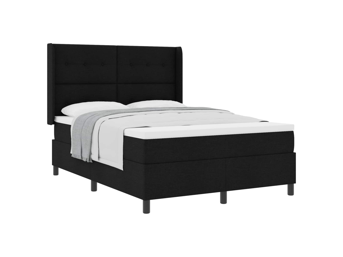 Cama Box com Colchão e Cabeceira Preto 200x140 cm Tecido MAISON EXCLUSIVE
