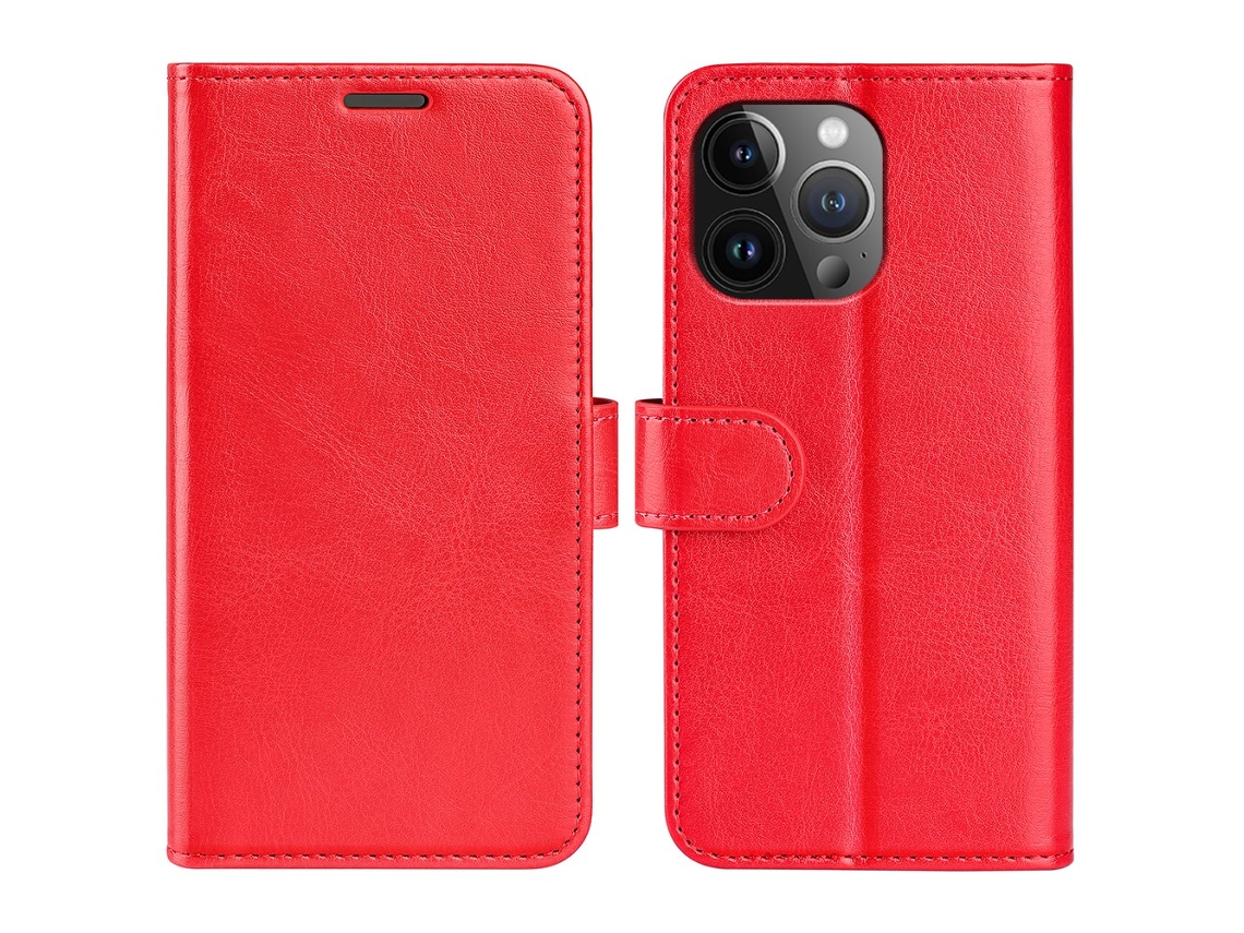 Capa Textura Louco Para Iphone 15 Pro Pele Sintética Vermelho