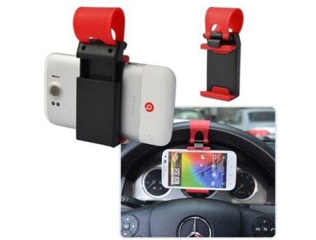 Suporte Universal Carro Fixação Volante Phonewear Vermelho