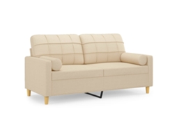 Maison Exclusive - Sofá 2 Lugares + Almofadas Decorativas 140 Cm Tecido Cor Creme