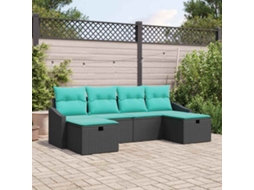 Vidaxl Conjunto De Sofá De Jardim 6 Unid. Vime Pe