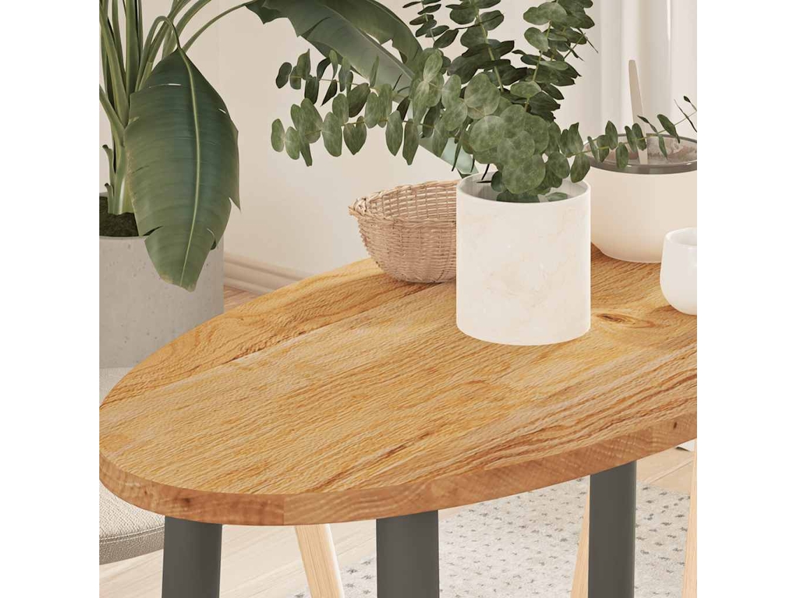 Vidaxl Tampo De Mesa 80x40x2 Cm Carvalho Maciça Oval Castanho-claro
