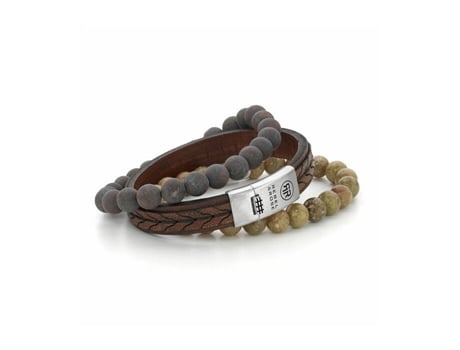 Pulseira Masculina Em Couro Stranded Cognac Rr L0079 S Tamanho 17,5 Cm M Rebelrose