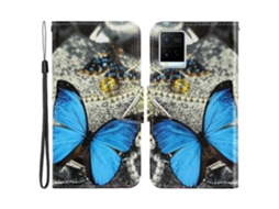 Compre Capa Com Estampa Anti-riscos E À Prova De Quedas, Em Couro Pu, Tipo Carteira, Com Textura Cruzada, Para Vivo Y21/y21s/y33s, Borboleta Azul